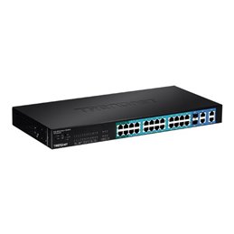 Switch 28 porturi 10/100Mbps PoE+, 20 x PoE, 4 x PoE+, 2 x Gigabit, 2 x Gigabit/SFP - TRENDnet TPE-224WS