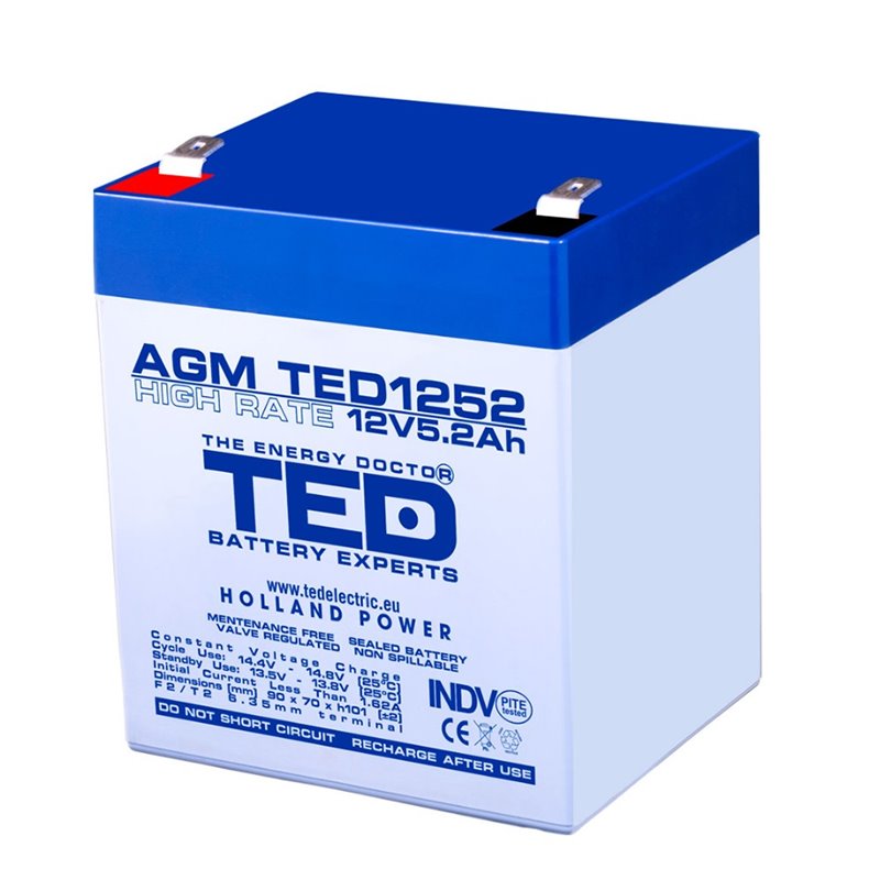 Acumulator AGM TED1252HR 12V 5.2Ah HIGH RATE Acumulator AGM TED1252HR 12V 5.2Ah HIGH RATE