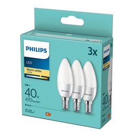 Pachet 3 becuri LED Philips B35, E14, 5W