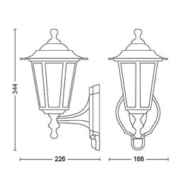 PEKING wall lantern black 1x60W 230V