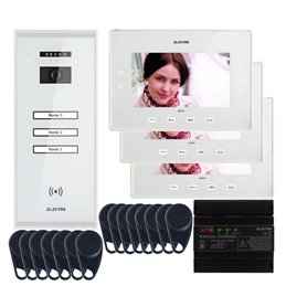 Videointerfon Electra Extra 7” pentru 3 familii montaj aparent - alb
