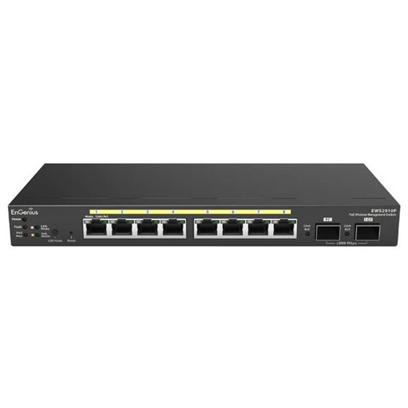 Wireless Management 20AP 8-port GbE PoE.af Switch 61.6W 2GbE 2SFP smart+ DT (Network Switch, Power Adapter (48V/1.75A), Power co Wireless Management 20AP 8-port GbE PoE.af Switch 61.6W 2GbE 2SFP smart+ DT (Network Switch, Power Adapter (48V/1.75A), Power co