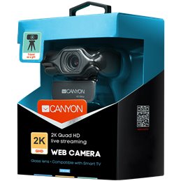 CANYON 2k Ultra full HD 3.2Mega webcam with USB2.0 connector, built-in MIC, Manual focus, IC SN5262, Sensor Aptina 0330, viewing