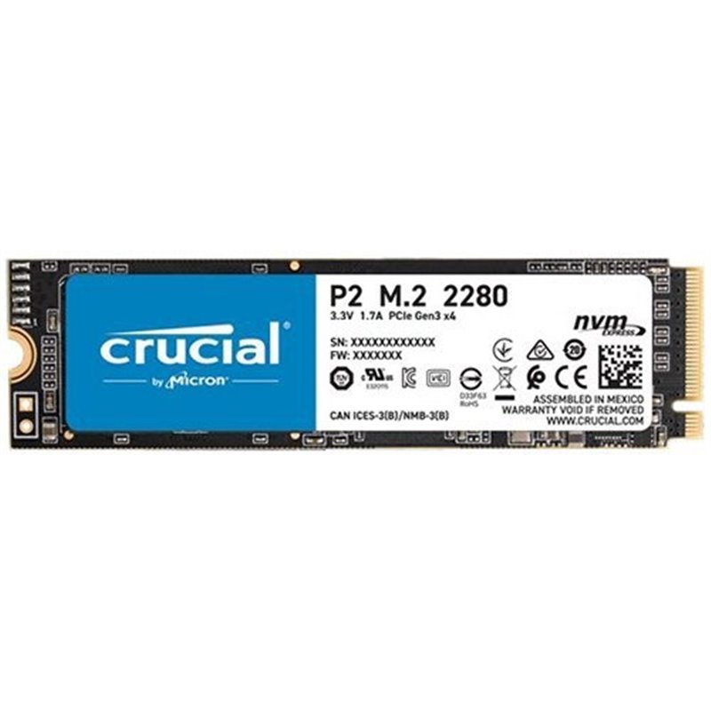 CRUCIAL P2 250GB SSD, M.2 2280, PCIe Gen3 x4, Read/Write: 2100/1150 MB/s, Random Read/Write IOPS: 170K/260K CRUCIAL P2 250GB SSD, M.2 2280, PCIe Gen3 x4, Read/Write: 2100/1150 MB/s, Random Read/Write IOPS: 170K/260K